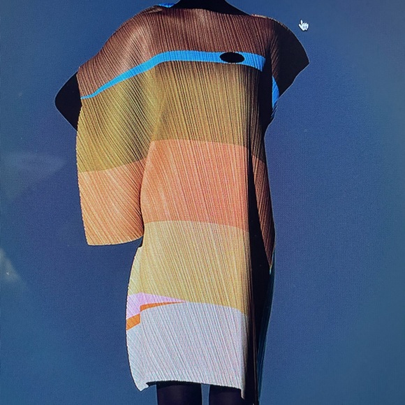 ISSEY MIYAKE IKKO TANAKA FUTOI KIGO polyester Pleated long one piece dress PP61-JH522 multicolor 3